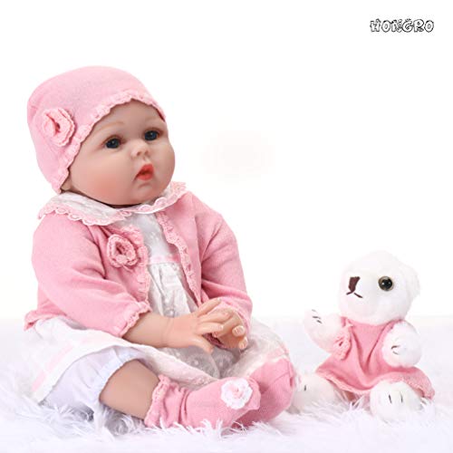 HONGRO DOLL Muñecas Reborn,55 cm Realista Reborn niña y Oso Bebé,11-Piezas-Set, muñecas de Silicona Suave Hechas a Mano,para niños Edad 3+, certificación EN71