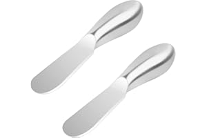 OLINNER 2Pcs Coltello da Burro Coltelli da Formaggio Spalmino Cioccolata Marmellata Confettura Nutella Salse Creme e Formaggi Spalmabili Taglia Coltello Burro con Impugnatura Ergonomica,13.5x2.3cm Argento