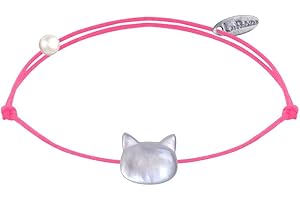 LES POULETTES BIJOUX - Bracelet Lien Tête de Chat en Nacre