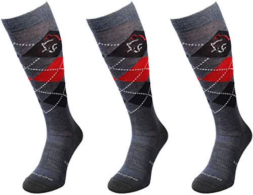 COMODO® 3x SET - CALCETINES de EQUITACIÒN MERINO - 40% Lana merino | Medias del jinete | Tela escocesa | Ajuste perfecto | Antibacteriano | Antiolor | Regulador de humedad , Comodo/Mondo-Calza Farbe:Wool - Navy / D.Navy /Red;Comodo/Mondo-Calza Größen:35-38