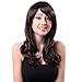 Bigood 51cm Charming Medium hairstyle Inclined bang curly Dark brown wig
