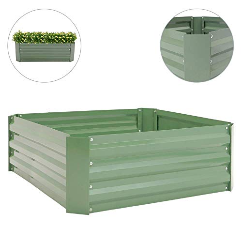 Preisvergleich Produktbild PrimeMatik - Metall grün Pflanzer Blumenkasten 100x80x30 cm