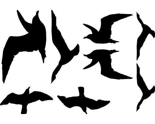 Wandtattoo Vogelschutzaufkleber Möwen-Set in 5 Größen und 25 Farben (30x20cm silbermetalleffekt) - 5