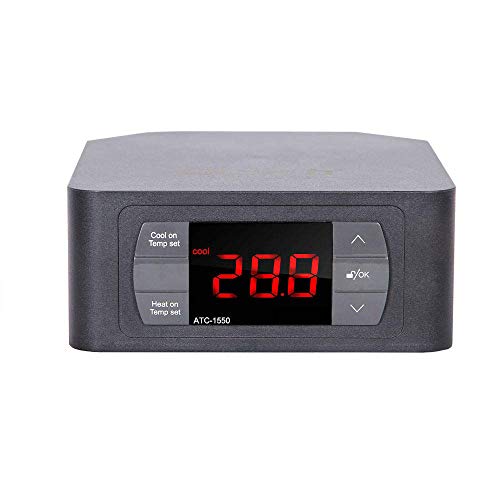 Therm Controlador digital de temperatura termostato relés duales todo incluido controlador, una sonda recubierta de plástico + 2 enchufes de la UE, 1 calefacción y 1 refrigeración 220 V enchufe