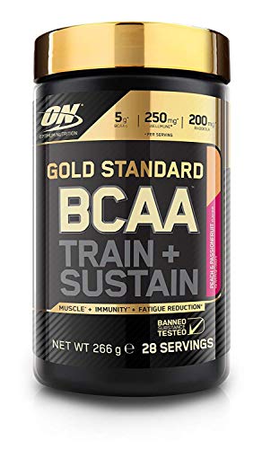 Optimum Nutrition Gold Standard BCAA Poudre, Complément Alimentaire BCAA en Poudre avec Vitamine C, Magnésium, Saveur Pêche Passion, 28 Portions, 266g
