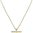 Source 20 inch T-bar Pendant Necklace with 2mm 18ct Gold plated Diamond Cut Trace Chain