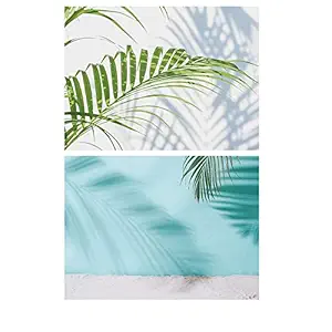 SAVIAURA 1 Sheet 2 in 1 Photography Backdrop 3D Flat Lay Tabletop Double-Sided 22x16 Photo Background PVC Wrinkle-Free for Small Products Food, Cosmetics Shoot (#3-Green Plant & Shadow)