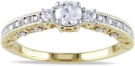 Closeout Sale Half Carat Vintage Round Diamond Ring in Yellow Gold