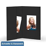 Anzahl Passmappen: 100 Stück 100 Stück Passbildmappen für 3,5x4,5 cm - schwarz mit Tasche und Ausschnitt - Momentum by Schoeller & Stanzwerk