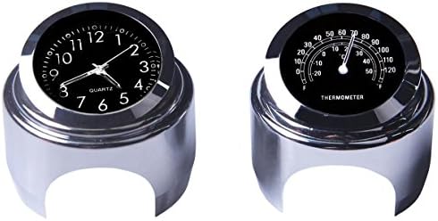 Motorcycle Handlebar Clock &amp; Thermometer 7/8 Inch Universal Waterproof Motorcycle Handlebar Clock Yamaha Kawasaki Honda Suzuki Harley Davidson (white) [Energy Class A++] [Energy Class A++] (Black)