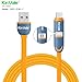 Produktbild Kin Vale - Kabel 3-in-1 IOS Micro-USB, Typ C, orange/weiß, 1,3 m