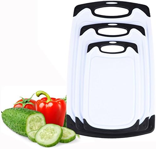 Gearmax 3-Piece Plastic Cutting Board Set Kitchen Carving Boards Safe Chopping Boards with Anti-Slip Handle