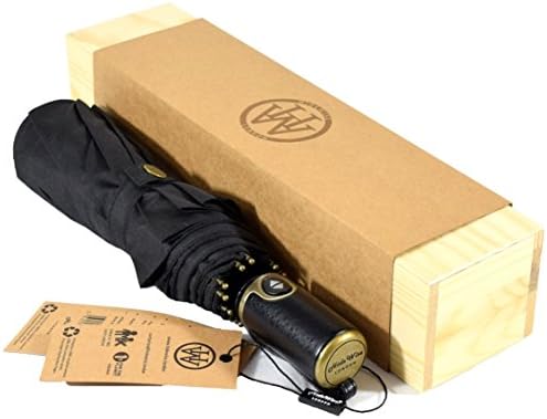 Premium Quality Umbrella Automatic Black Brolly by HideWise London