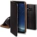 Produktbild Moozy Lederhülle für Samsung S8, Schwarz - Ledertasche, Echt Leder Case mit Kartensteckplätze/Kartenfach und Standfunktion für Galaxy S8
