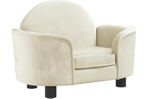 vidaXL Cama para Perros de Terciopelo Crema 66x40x45 cm, sofá para Perros, Cama para Cachorros, Asiento para Perros, sofá para Mascota