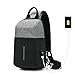 Produktbild KAKA Fashion Sling Bag Pack Brust Schulter Crossbody Rucksack Wandertaschen für Camping Gym Radfahren Schulrucksack für Männer und Teenager, grau