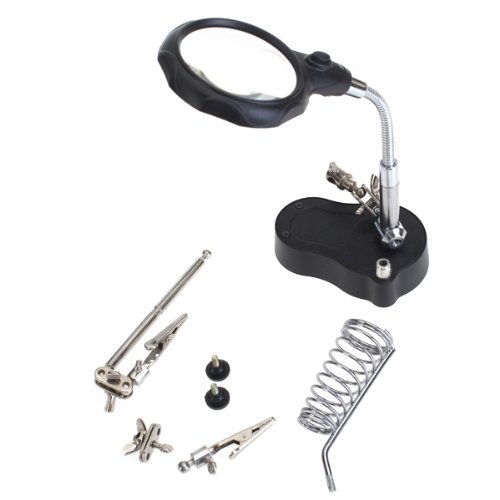 Gearmax® 3.5x & 12X dritte helfende Hand Clip-LED Vergrößerungsablageständer Len Lupe - 3