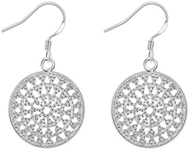 Creative Hollow Disc Long Earrings,Silver-L