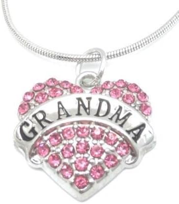 Grandma Heart Necklace With Rhinestones On Snake Chain