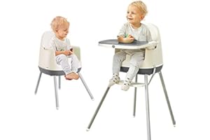 KIDOZ ONLINE KIDS SHOP Babyyuga Baby Dining Chair, High Chair with Removable Adjustable Tray, 3 in 1 Design, Secure Harness and Adjustable Legs, High Chairs for Babies and Toddlers - Grey