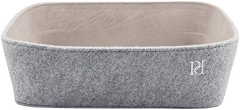 High Quality Felt Basket with Reinforced Sides of Perla PD Design Made From Elegant Felt in Various Colours. Length 25 cm, width 25 cm/Height 7 cm. Bowl, Decorative Bowl 25 x 25 x 7 cm hellgrau
