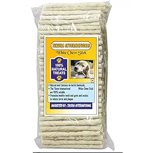 TIKORA INTERNATIONAL Rawhide White Twisted StickDog Treat Stick Fresh (1000 gm)Chew Stick for Dog Calcium Stick, 1 kg (Pack of 1)