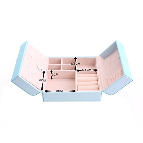 Schmuckkästchen,Wuudi klein tragbar Leder Reisen Schmuck Fall Schmetterling Deko Display Aufbewahrung Organizer für Ringe Halskette - 4