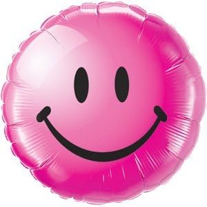 Shiny Pink Smiley Face balloon delivered inflated in a box with Free Delivery