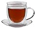 Produktbild Feelino 250ml doppelwandige Tasse mit Untersetzer und GLASDECKEL "Bullini" - edle doppelwandige Thermotasse mit Untersetzer und Glas-Deckel - edle Glas-Teetasse / Kaffeetasse mit Schwebeeffekt, Henkel und Untersetzer