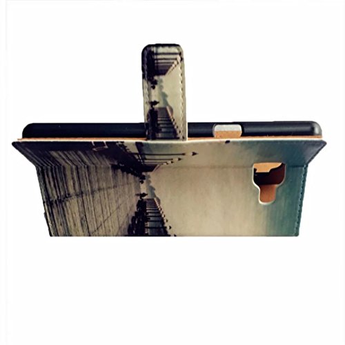 MUTOUREN Samsung Galaxy A5 (2016) Brieftasche Flip Case Cover – PU Leder Bookstyle Klapphülle Wallet Case für Samsung Galaxy A5 (2016) Portemonnaie Hülle Schutz Ultra Dünn Handy Tasche Geldboerse Schutzhülle – Lampen-Brücke und Straße + Metall Stylus Pen - 4