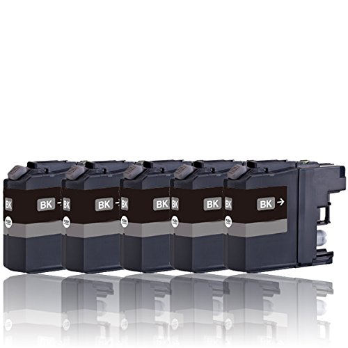 5 Druckerpatronen (schwarz/black) kompatibel zu LC121BK/LC123BK/LC127BK mit Chip (für BROTHER DCP-J132W J152W J552DW J752DW J4110DW MFC-J245 J470DW J650DW J870DW J4410DW J4510DW J4610DW J4710DW J6520DW J6720DW J6920DW)
