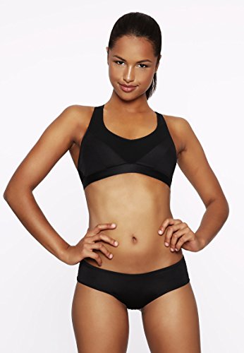 3er Pack Sport-BHs ohne Bügel Schwarz Blau Grau braboo starker Halt Racerback Yoga Fitness-Training Sport-Bra Bustier S M L XL - 3