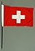 Produktbild Buddel-Bini Handflagge Tischflagge Schweiz 15x25 cm mit 37 cm Mast aus PVC-Rohr, ohne Ständerfuß Schweizerfahne