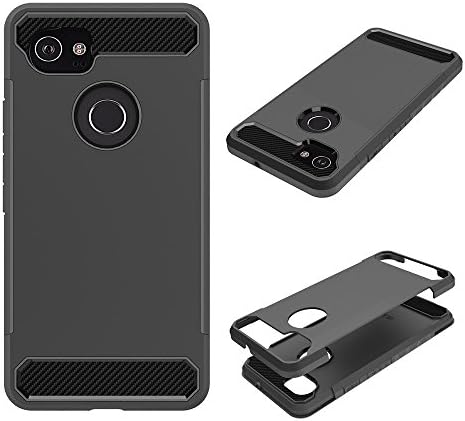 Case for Google Pixel 2 XL LANVY 2 in 1 Hybrid PC + TPU Cover Case Shockproof Silicone Frame Drop-Protection Bumper Cover Anti-Scratch Grip Case For Google Pixel 2 XL - Black