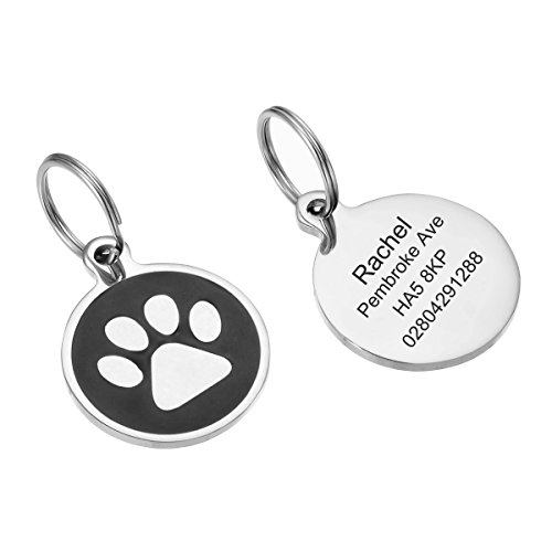 Hooami Personalised Engraved Dog Tags Round Stainless Steel With
