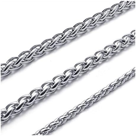 Mythgiftuk Mens 3mm 4mm 5mm 6mm 16"-40" Silver tone Stainless Steel Wheat Braided Necklace Chain - 36 inches 6.0 mm