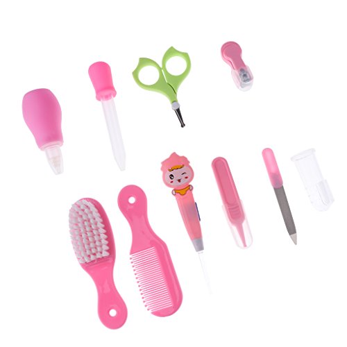 Preisvergleich Produktbild Homyl 10-teilige Babypflege-Set Gesundheits-Set Pflegeartikel Baby Haarbürste Kamm Nagelschere Nagelknipser Maniküre - Rosa