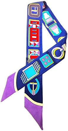 Twilly Silk Ribbon scarf - game pattern, color blue