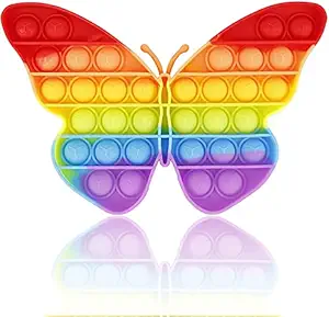 Toyshine Pack of 1- Butterfly- Fidget Popping Sounds Toy, Pop Bubble, BPA Free Silicone, Push Bubbles Toy for Autism Stress Reliever, Sensory Toy