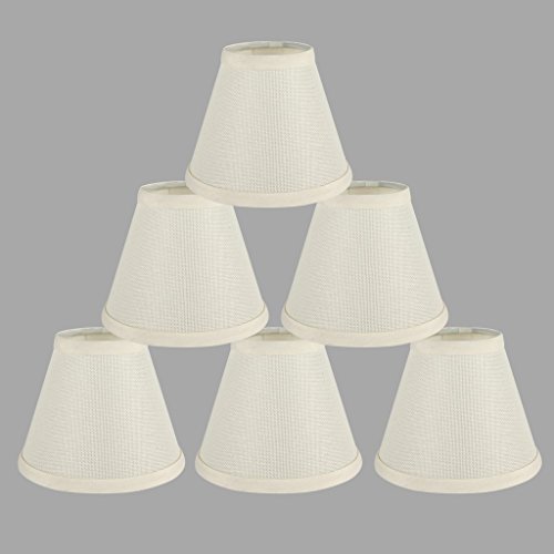 ONEPRE kleine Kerze Clip Lampenschirme 6 St¨¹ck, Handarbeit, Kerzenform, Beige Linen Stil Stoff, Handgefertigte Dekorative Handgemacht Lampenschirm