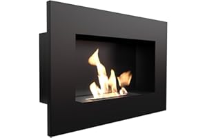 Chimenea Bio KRATKI Delta | 400 x 600 mm | Envase de 0,2 L | Negro | sin acristalamiento | Chimenea de etanol de Pared | Ideal para hogar, salón o Dormitorio | TÜV - Probado en Renania