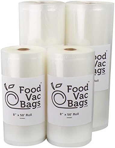 Four FoodVacBags Rolls - (2) 11 X 50' and (2) 8 X 50' Roll Commercial Vacuum Sealer Bags Food Storage by Universal Vacuum Bags
