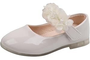 JRFT Mädchen Prinzessin Schuhe Spitze Blumen Strasssteine Lederschuhe Kinderschuhe Elegant Festlich Ballerina Schuhe Weichen Sohlen Mary Jane Hochzeitsschuhe Blumen Party Schuhe