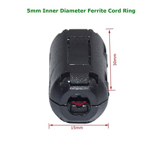 Case Wonder 12-Satz 5MM Innerer Magnet Noise Filters Ferritkern Filter Kabel-Clip Ferrit Kern RFI EMI Ferritkernfilter Ferritkern Ring Geräusch-Entstörer (5MM Innerer Durchmesser) - 2