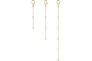 GWEOR Set med 3 förlängningar för halsband i guld - Förlängning för 14 karats guldpläterad kedja - Halsband, fotkedja, armband, förlängningskedja för smycken för dam och herr, smyckestillverkning