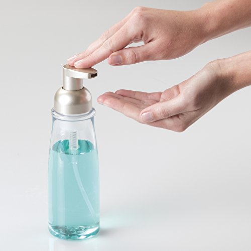 mDesign Seifenspender wiederbefüllbar – durchsichtiger Pumpseifenspender bzw. Schaumspender mit 325 ml Fassungsvermögen – durchsichtig/satiniert - 2