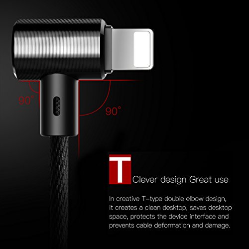 magnetisch Lightning Ladekabel, Baseus 1 m/Auslöser [90 Grad rechtwinklig] langlebiges Lightning-auf USB-Sync & Ladegerät Kabel Ladekabel für iPhone 7/7 Plus/6/6S/6S Plus/iPad/iPod (schwarz + black-1 m) - 3