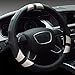 Produktbild MZ Universal Anti Rutsch Atmungsaktive Lenkradbezug Echt Leder Schwarz Lenkradhülle Lenkradabdeckung Lenkradschoner, Black and White