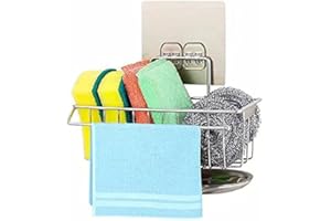 Gelanty Organizer Lavello Cucina, Porta Spugne In 304 Acciaio Inox, Senza Forare (Con Vassoio)