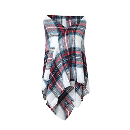 Preisvergleich Produktbild Hffan Damen Kariert übergroßer Quadratisch Deckenschal Herbstschal Winterschal Karo Tartan Streifen Plaid Muster Poncho Patchwork Scarf Scarves Schals Tücher Umschlagtücher (Mehrfarbig, 137*137cm)